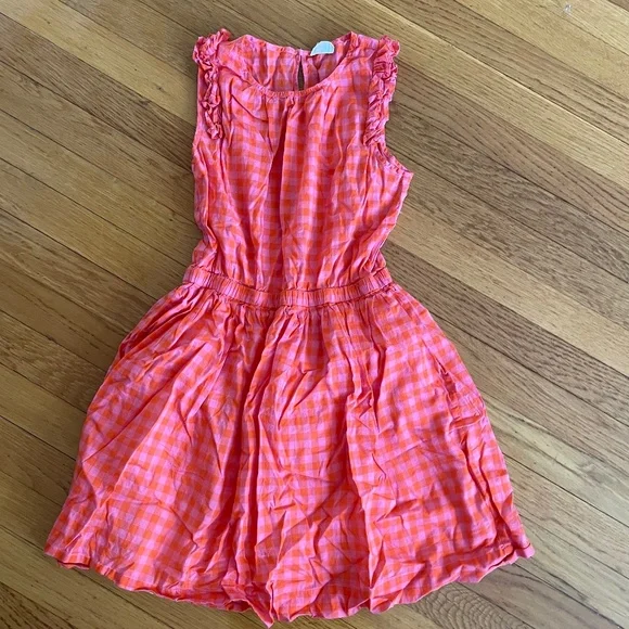 strapless open back dress Yacht Club Shift - Chatham Check - Pink/Orange main image 0